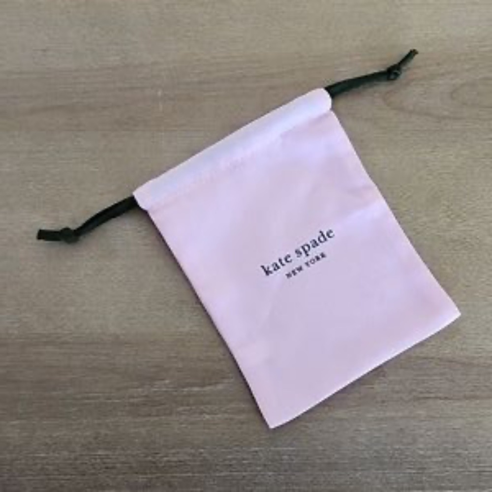 Kate Spade NEW YORK Jewelry dust bag Light pink with Olive green drawstr…